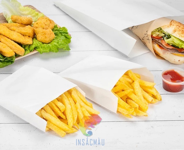 Mẫu túi giấy kraft trắng đựng khoai tây chiên
