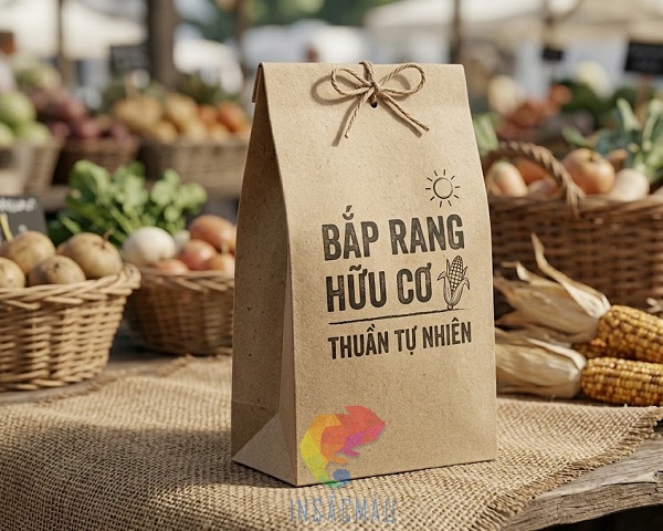 In túi giấy đựng bắp rang bơ/bỏng ngô an toàn thực phẩm, giá cạnh tranh tại In Sắc Màu