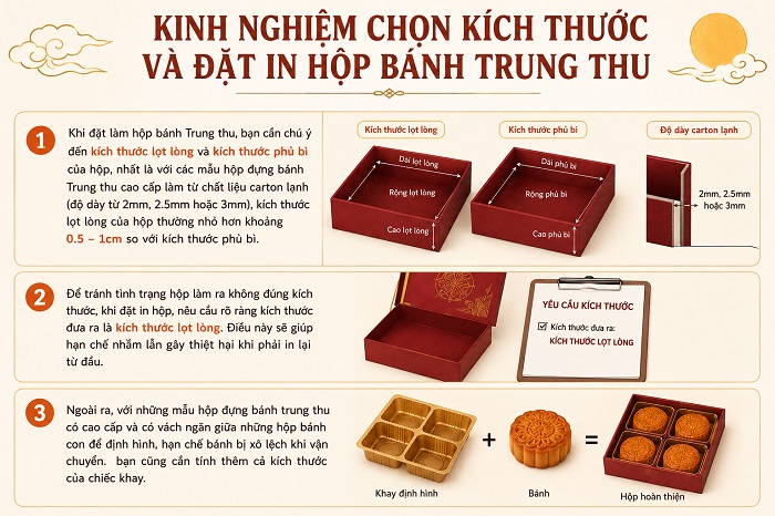 Kinh nghiệm chọn kích thước và đặt in hộp bánh trung thu