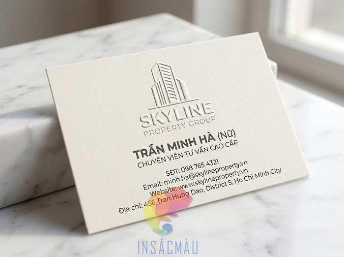 Mẫu danh thiếp bất động sản dập nổi logo thu hút