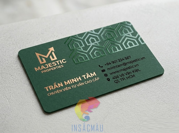 Mẫu name card bất động sản màu xanh rêu sang trọng, đẳng cấp