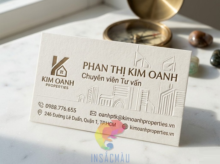 Mẫu name card bất động sản màu trắng thu hút, sang trọng