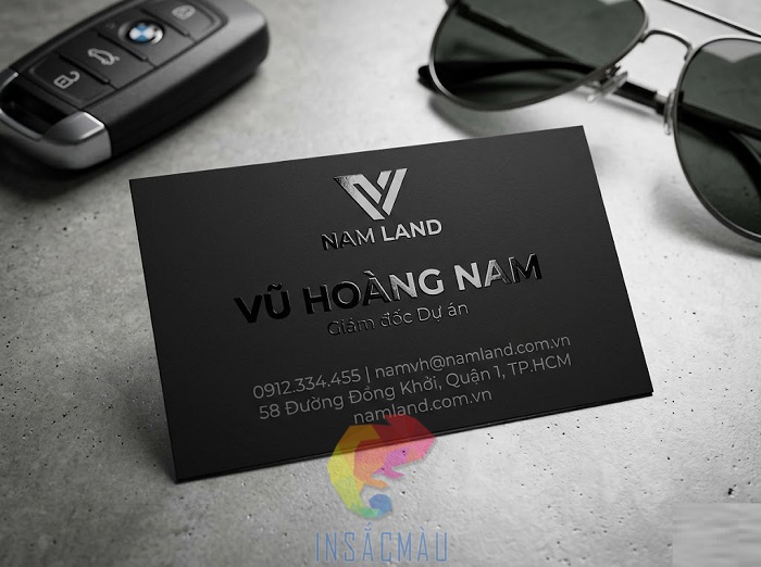 Mẫu name card bất động sản đẹp, thông tin phủ UV nổi bật