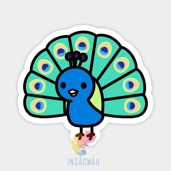 Mẫu sticker con công cute