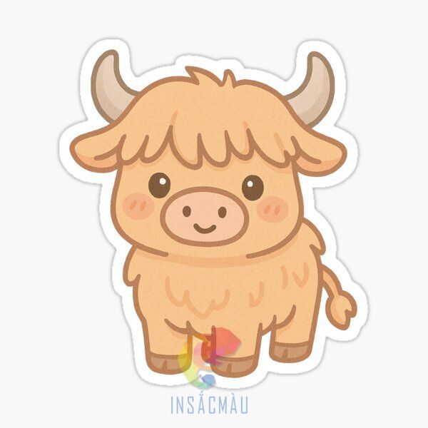 Mẫu sticker con bò đáng yêu