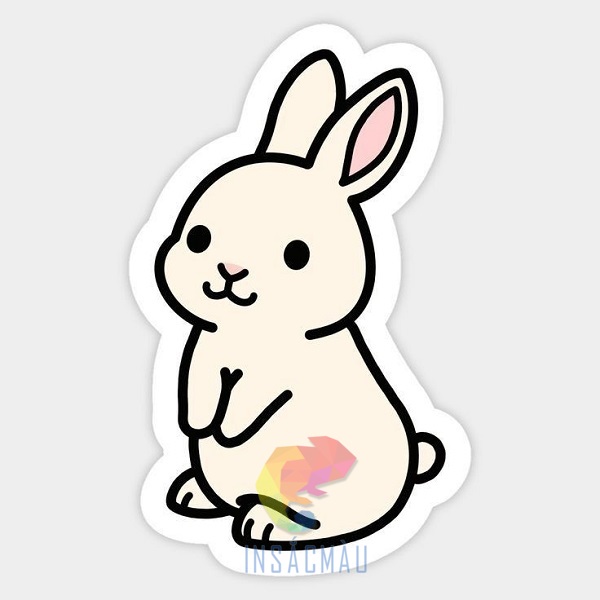 Mẫu sticker hình con thỏ trắng