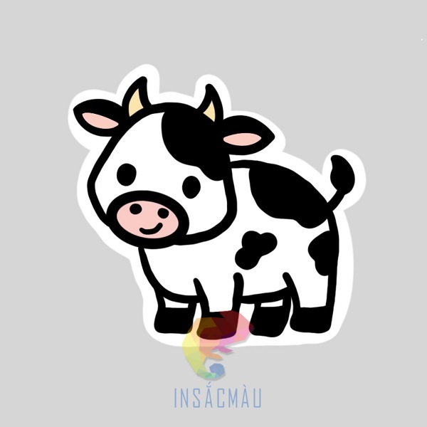 Mẫu sticker hình con bò sữa