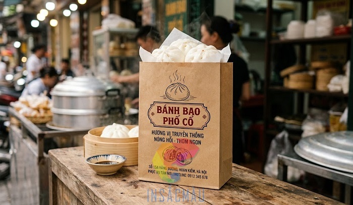 Mẫu túi đựng bánh bao xếp hông