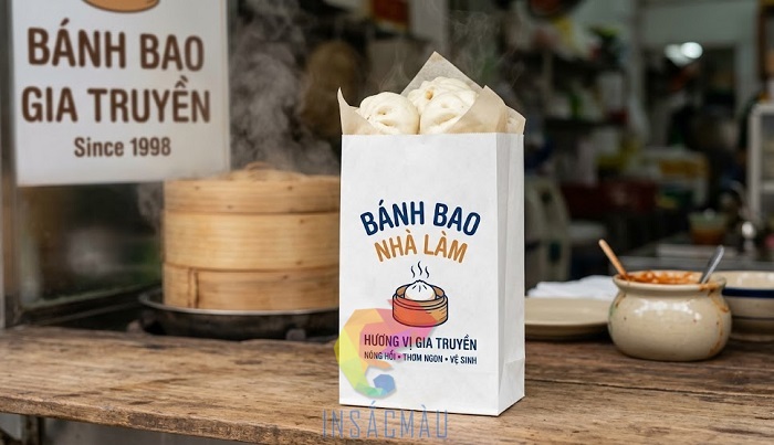 Mẫu túi đựng bánh bao bằng giấy ivory