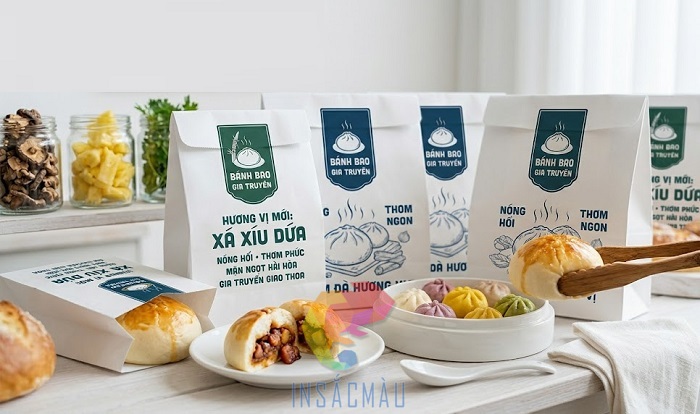 Mẫu túi giấy đựng bánh bao gập miệng