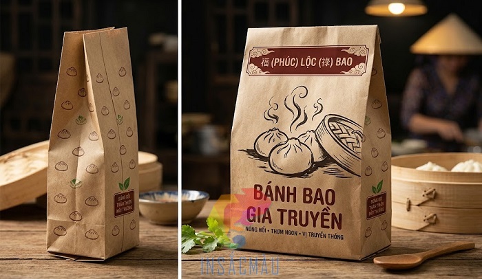 Mẫu bao bì túi đựng bánh bao đẹp, thiết kế ấn tượng
