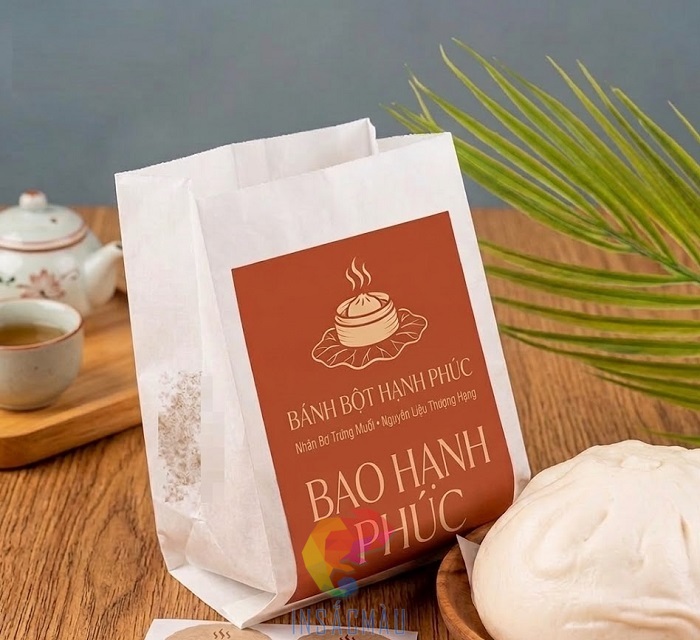 Mẫu bao bì túi đựng bánh bao bằng giấy kraft trắng