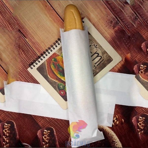 Mẫu túi đựng bánh mì que bằng giấy kraft trắng