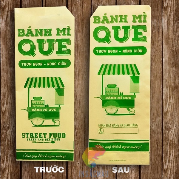 Mẫu túi đựng bánh mì que bằng giấy kraft nâu