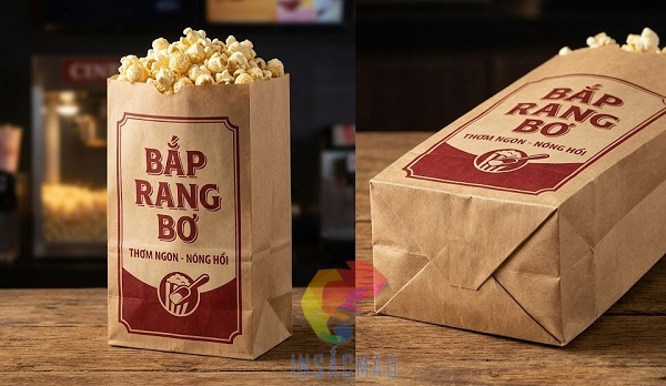 Mẫu túi giấy đựng bắp rang bơ giấy kraft