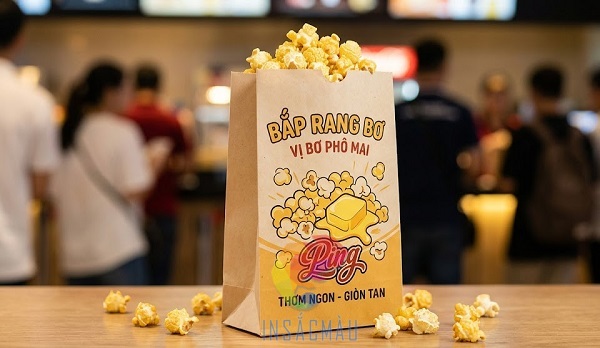 Mẫu túi giấy đựng bắp rang bơ thiết kế ấn tượng