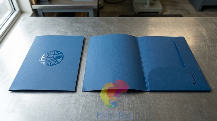 Mẫu folder 1 túi phủ UV logo nổi bật cho công ty