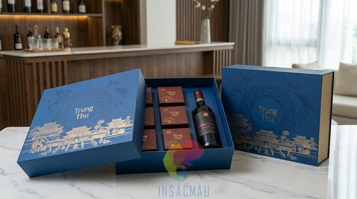Mẫu hộp đựng 6 bánh trung thu + quà sang trọng