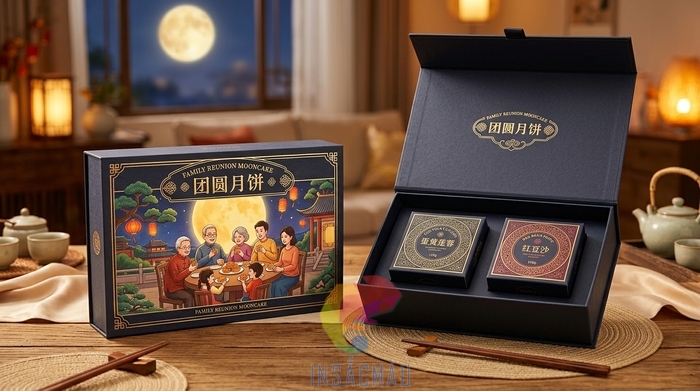 Mẫu hộp bánh trung thu đựng 2 bánh sang trọng