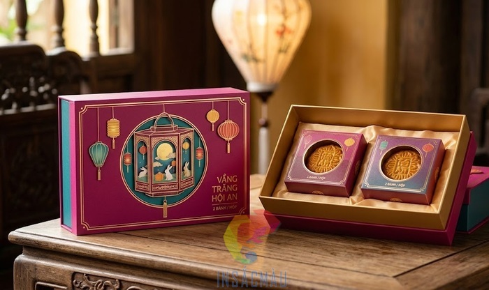 Mẫu hộp giấy đựng bánh trung kiểu nắp rời