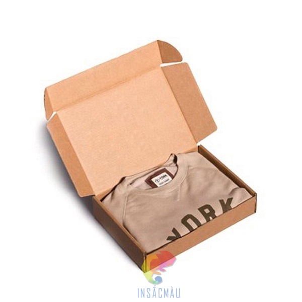 Mẫu hộp giấy carton dẹt đựng áo thun kiểu nắp gài