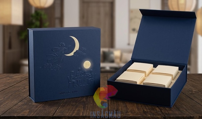 Mẫu hộp đựng bánh 4 trung thu sang trọng, cao cấp