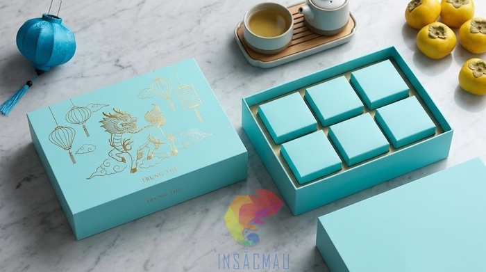 Mẫu hộp đựng bánh trung thu loại 6 bánh dáng nắp gập