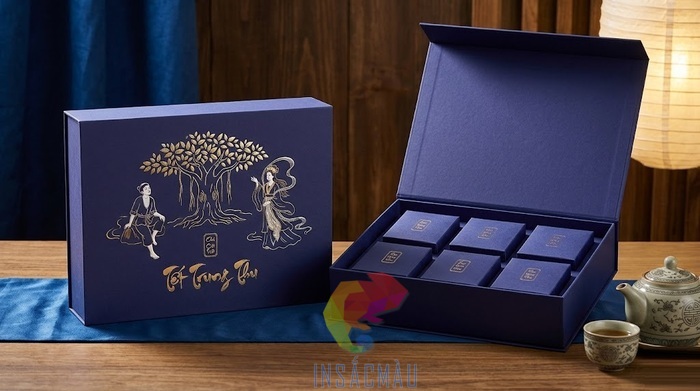 Mẫu hộp giấy đựng bánh trung thu nắp nam châm cao cấp