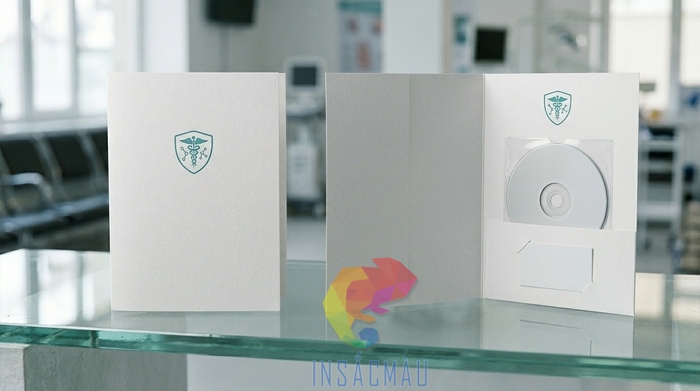 Thiết kế folder có khe để CD và danh thiếp cho ngành y tế