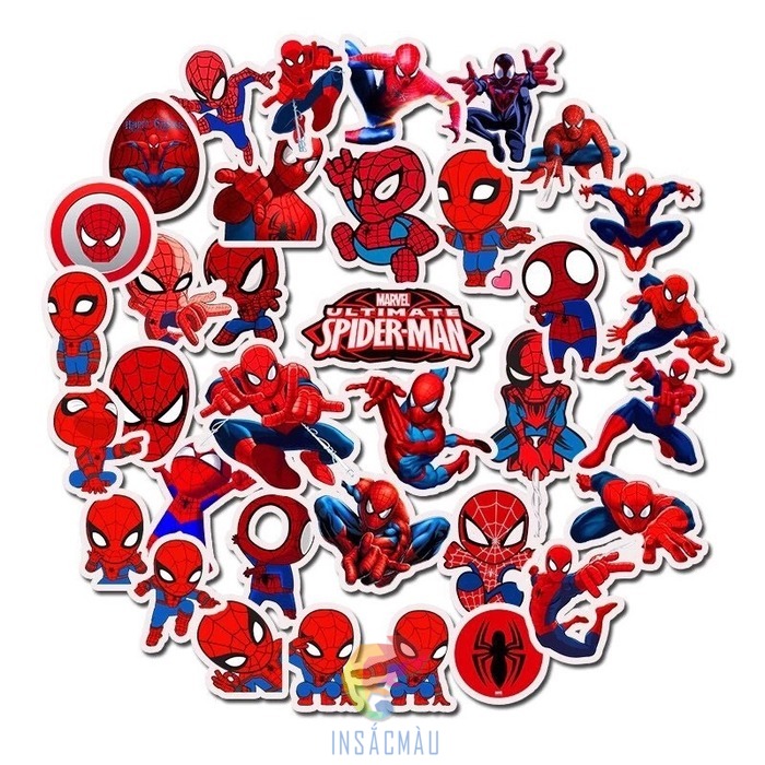 Mẫu sticker Spiderman thiết kế theo phong cách hoạt hình đáng yêu