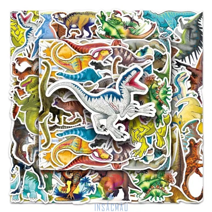 Mẫu sticker khủng long hoạt hình bieeur cảm hung dữ