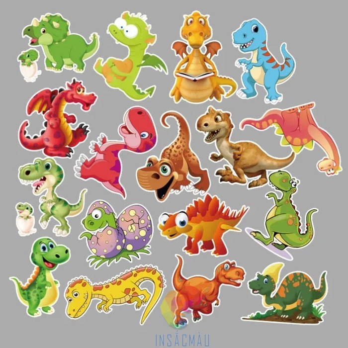 Các mẫu sticker khủng long hoạt hình đáng yêu
