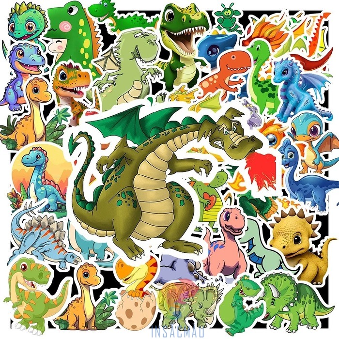 Mẫu sticker khủng long phun lửa