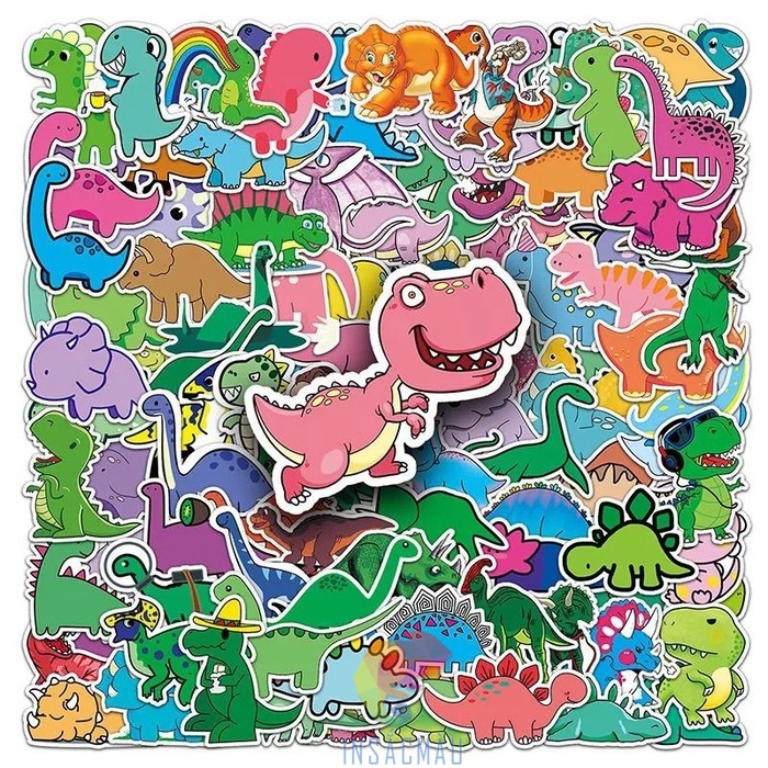 Mẫu sticker khủng long màu hồng xinh xắn