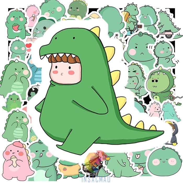 Mẫu sticker khủng long xanh dùng làm meme trên mạng xã hội