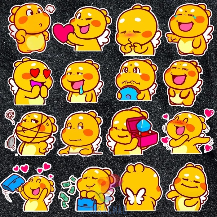 Mẫu sticker dán hình khủng long vàng đáng yêu