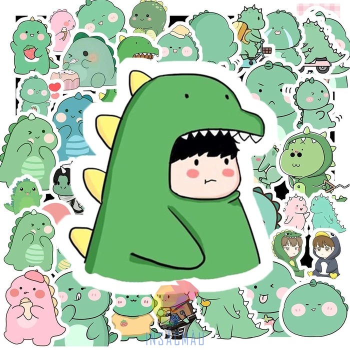 Mẫu sticker dán hình khủng long xanh
