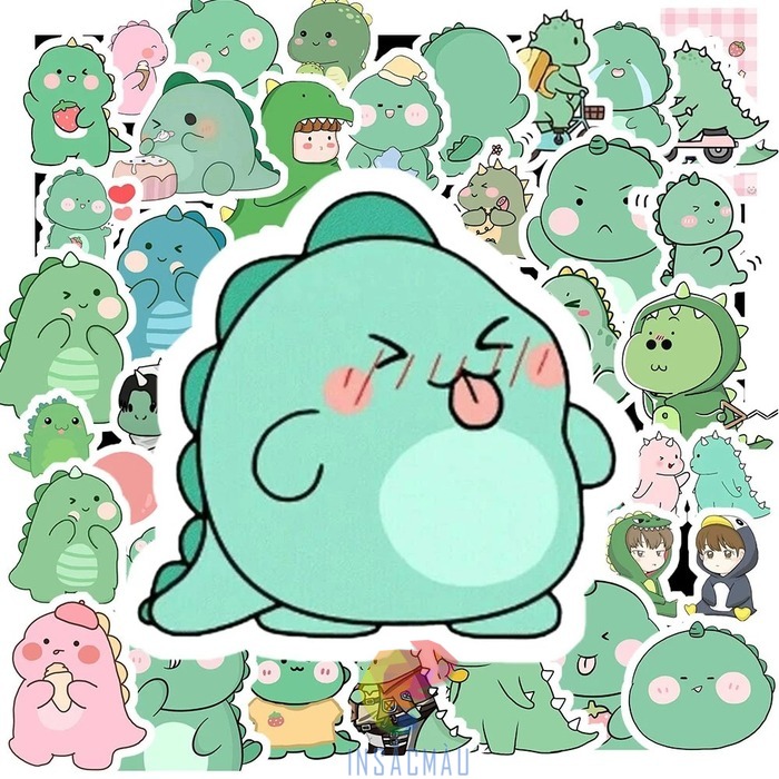 Mẫu sticker khủng long xanh cute