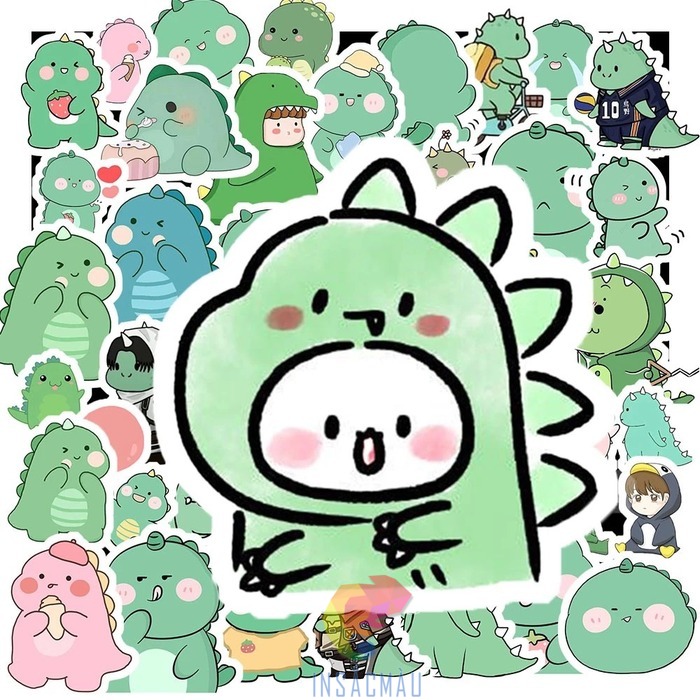Mẫu sticker khủng long xanh đáng yêu