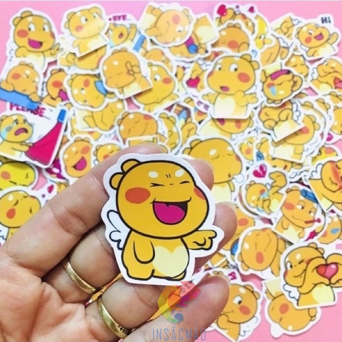 Mẫu sticker khủng long vàng biểu cảm đắc ý
