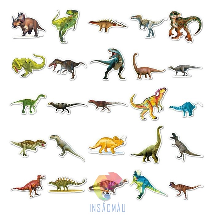 Mẫu nhãn sticker hình các loại khủng long