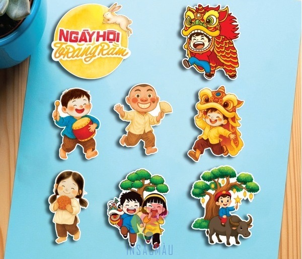 Mẫu sticker trung thu truyền thống Việt Nam