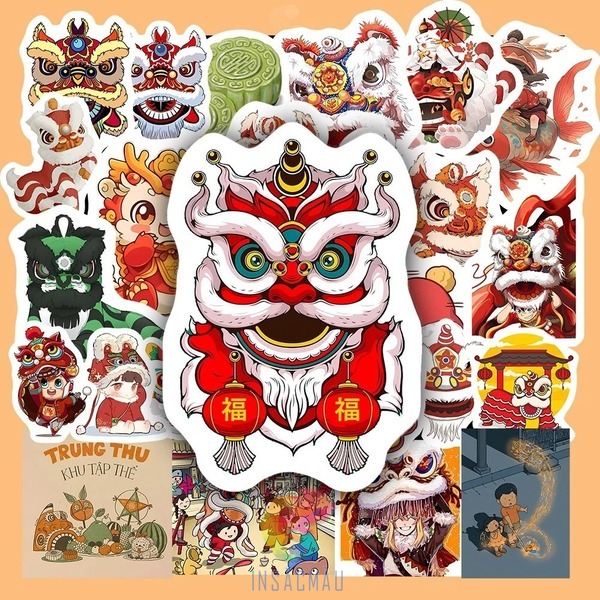 Mẫu sticker đầu lân