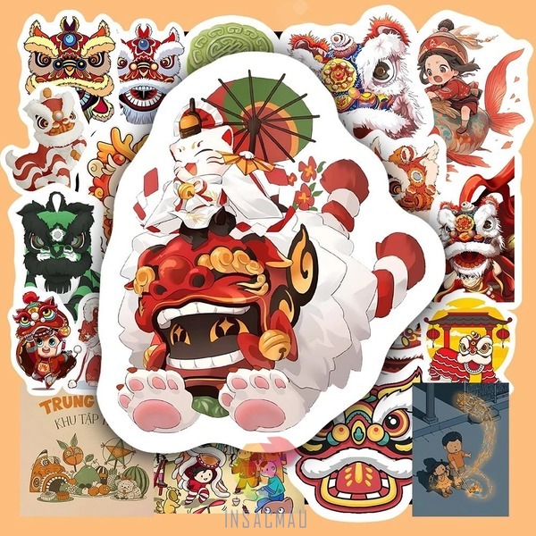Mẫu sticker múa lân tết trung thu
