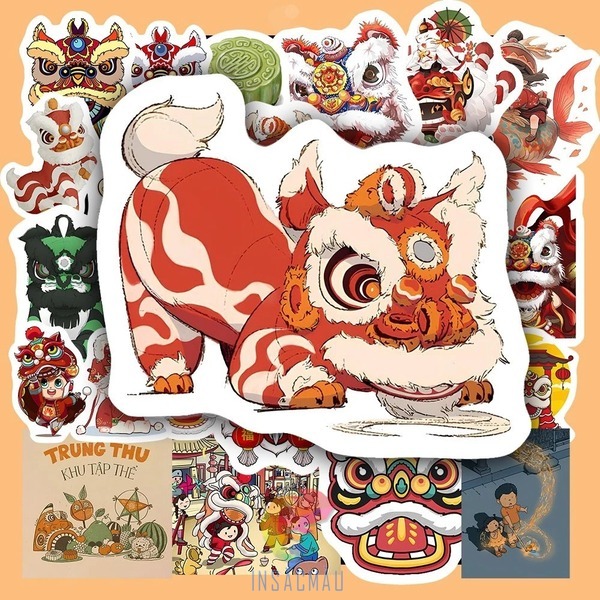 Mẫu sticker lân sư rồng tết trung thu