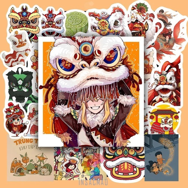 Mẫu sticker múa lân trung thu