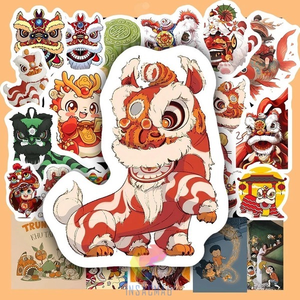 Sticker đầu lân tết trung thu