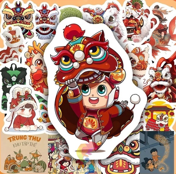 Sticker lễ hội múa lân trung thu