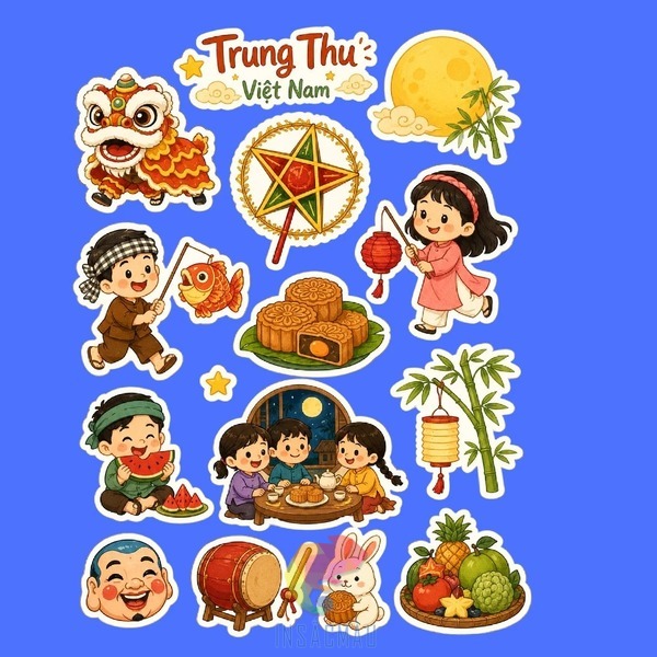 Mẫu sticker trung thu phong cách hoạt hình đáng yêu
