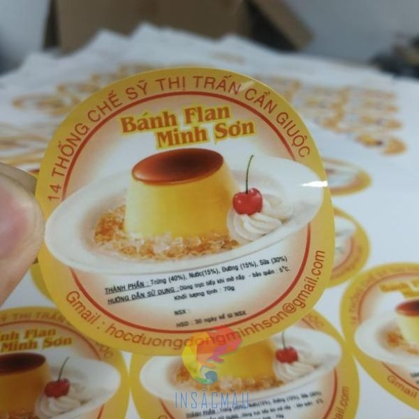 Mẫu tem bánh flan đẹp